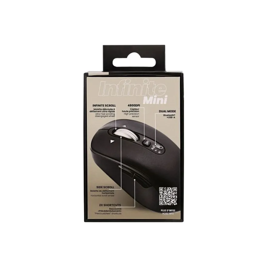 T'nB INFINITE MINI - Souris sans fil ergonomique - rechargeable - 7 boutons - noir