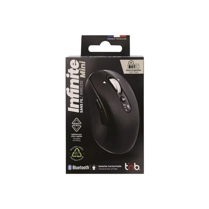 T'nB INFINITE MINI - Souris sans fil ergonomique - rechargeable - 7 boutons - noir