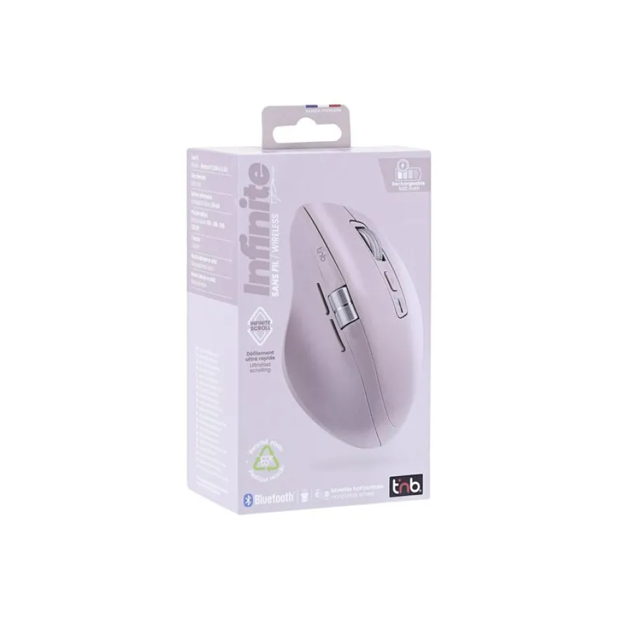 T'nB INFINITEPRO - Souris sans fil, filaire - rechargeable - 7 boutons - rose