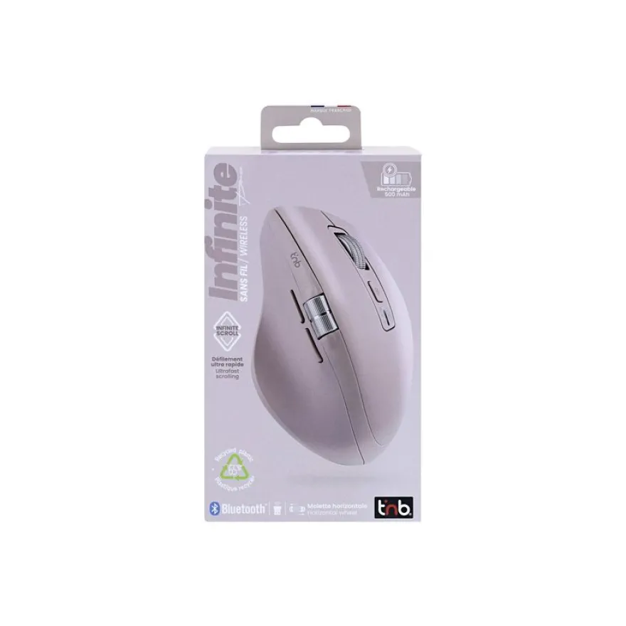 T'nB INFINITEPRO - Souris sans fil, filaire - rechargeable - 7 boutons - rose