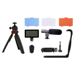 T'nB Influence - Pack Vlogger vidéo avec mini-trépied, support smartphone, micro, projecteur LED et télécommande Bluetooth