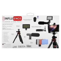 T'nB Influence - Pack Vlogger vidéo avec mini-trépied, support smartphone, micro, projecteur LED et télécommande Bluetooth