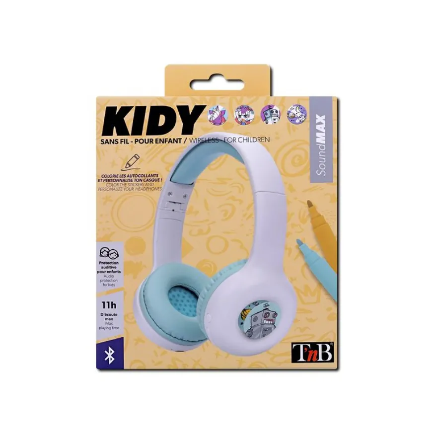 T'nB Kids KIDY - casque sans fil pour enfants - Limiteur de décibel - blanc et vert