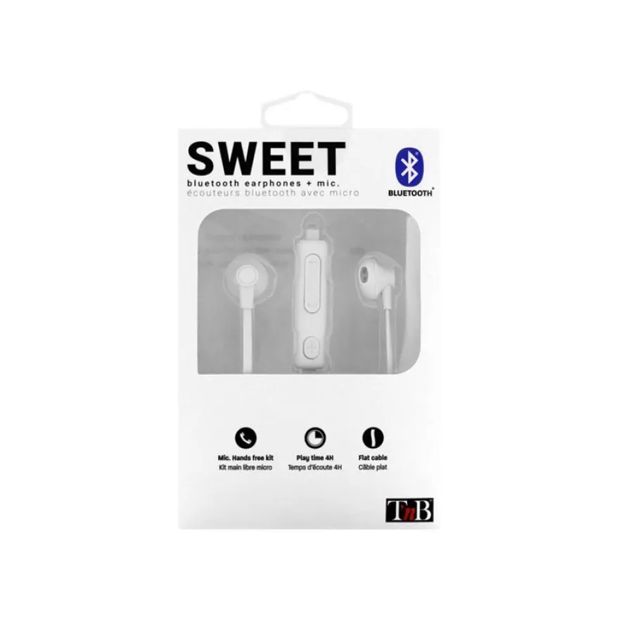 T'nB SWEET - Kit main libre - Ecouteurs filaire avec micro - intra-auriculaire - balnc