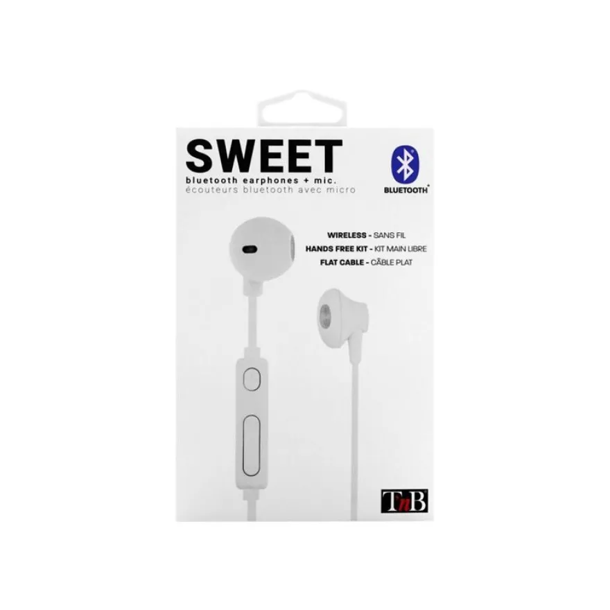 T'nB SWEET - Kit main libre - Ecouteurs filaire avec micro - intra-auriculaire - balnc