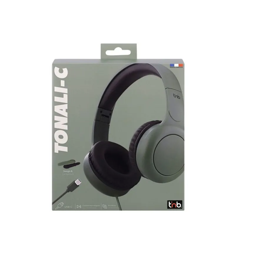 T'nB TONALITY - Casque filaire - USB-C - vert sauge, noir fumé