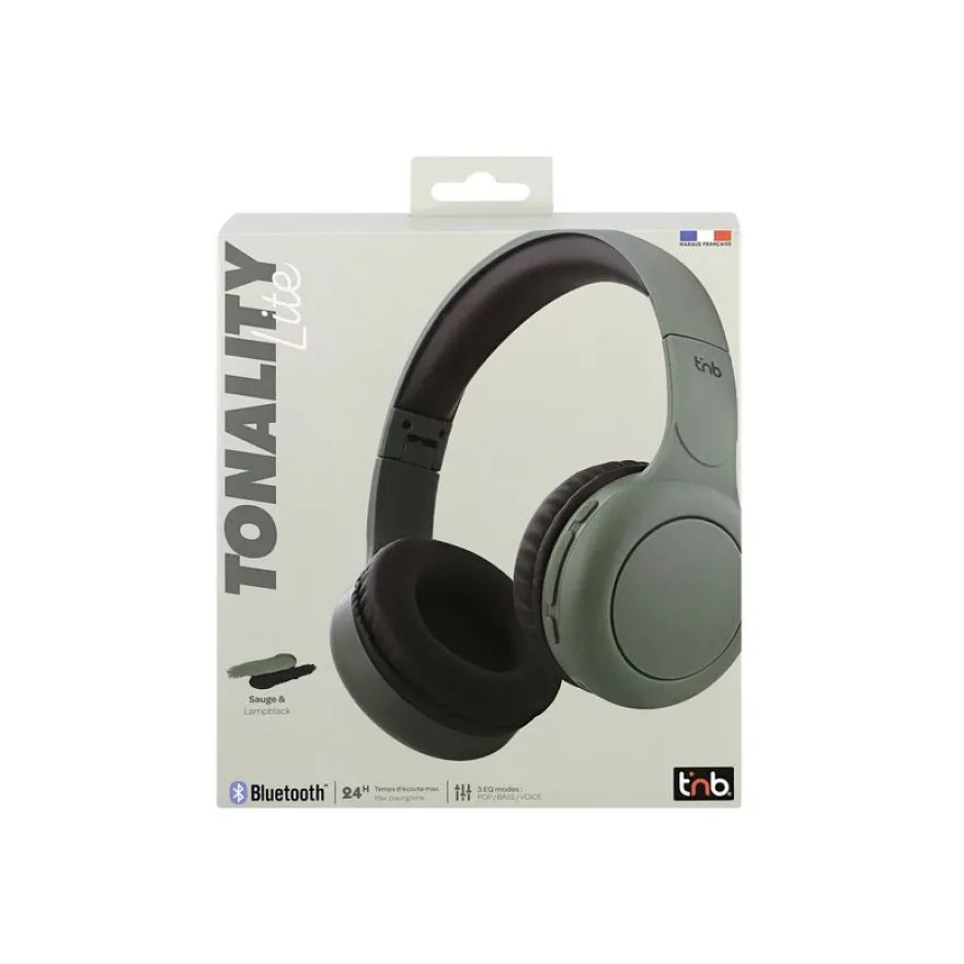 T'nB TONALITY - Écouteurs avec micro - sur-oreille - Bluetooth - sans fil, filaire - jack 3,5mm - vert sauge, cassis