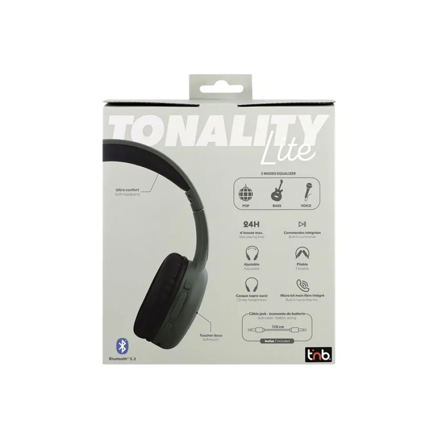 T'nB TONALITY - Écouteurs avec micro - sur-oreille - Bluetooth - sans fil, filaire - jack 3,5mm - vert sauge, cassis