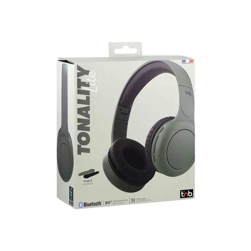T'nB TONALITY - Écouteurs avec micro - sur-oreille - Bluetooth - sans fil, filaire - jack 3,5mm - vert sauge, cassis