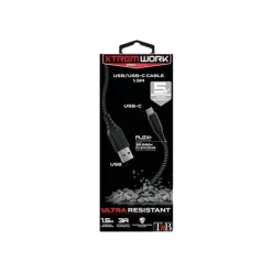 T'nB Xtrem work Pro - Câble USB 2.0 vers USB type-C - 1.5 m - noir/gris