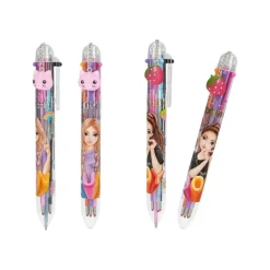 TOPModel - 6 crayons à bille de couleur - disponible en différents designs - noir, rouge, orange, pourpre, rose, bleu - encre gel - rétractable