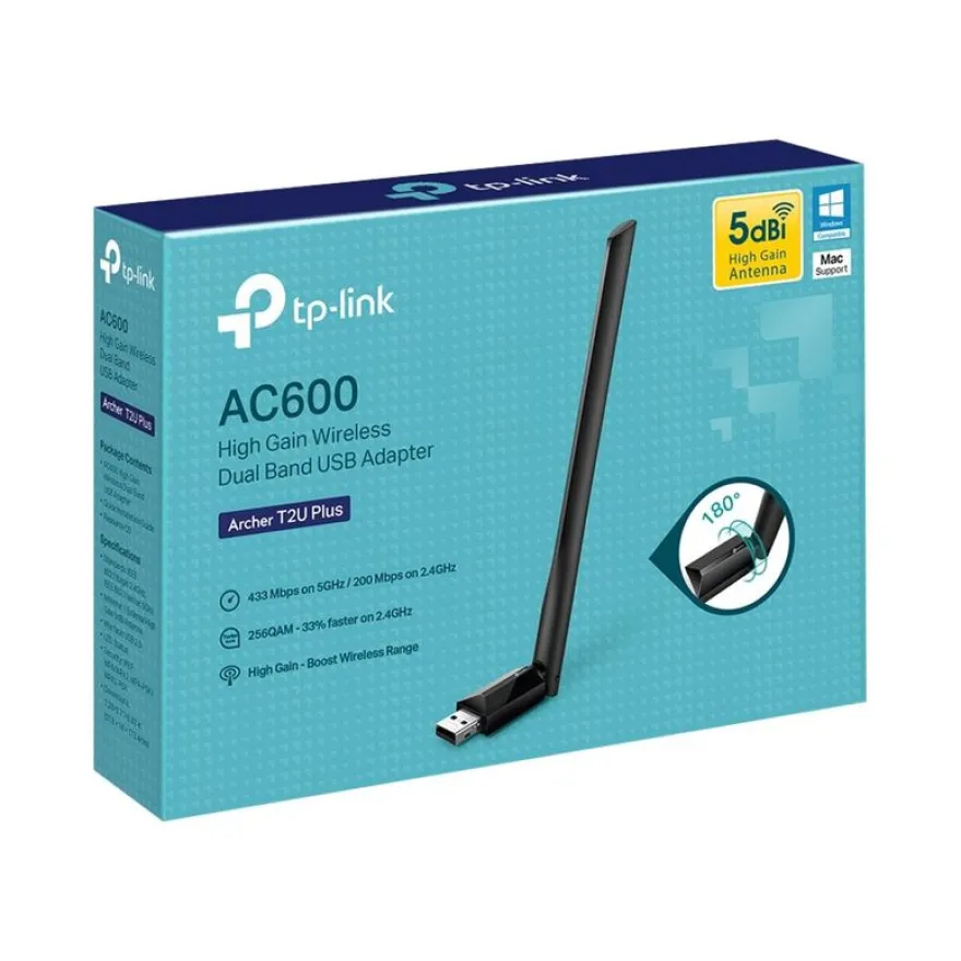 TP-Link Archer T2U Plus - Adaptateur USB WiFi bi-bande AC 600