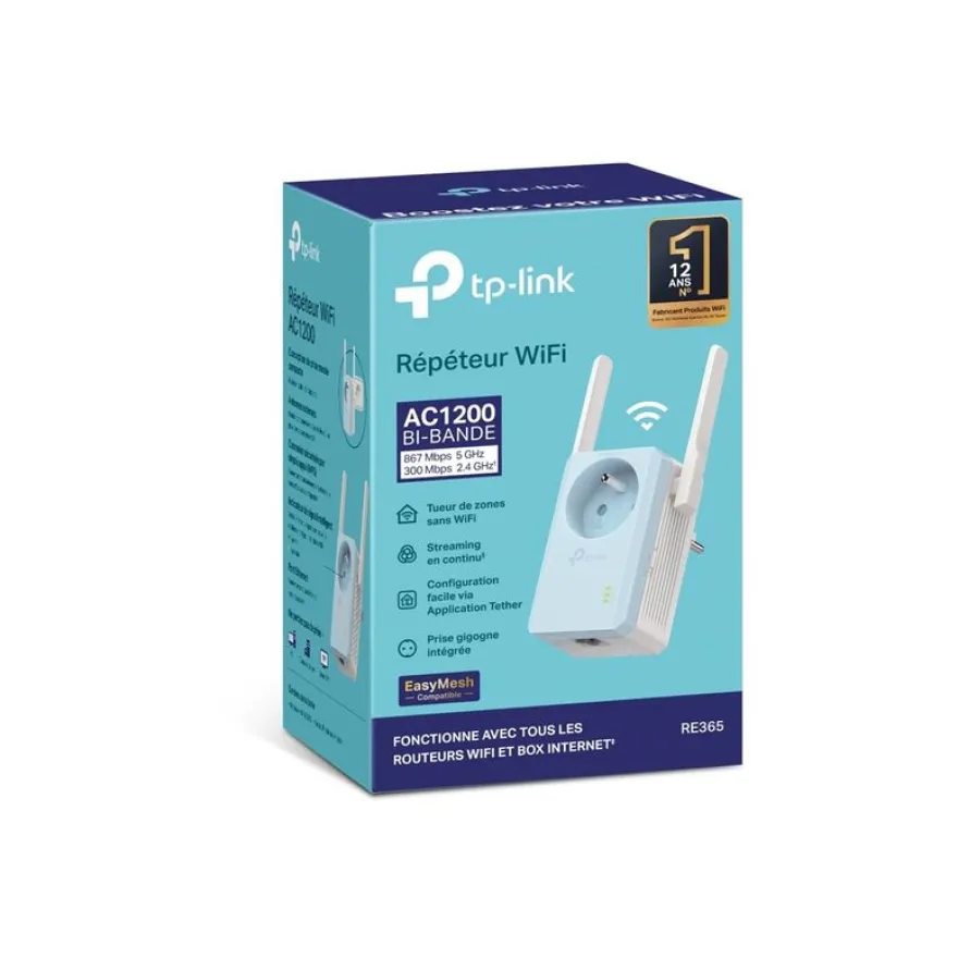 TP-Link RE365 v3 - Répéteur Wifi - 100Mb LAN - Wi-Fi 5 - 2.4 GHz, 5 GHz