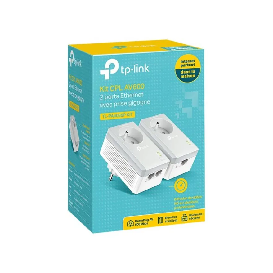 TP-Link TL-PA4025PKIT - Kit de 2 CPL AV600 avec prise intégrée