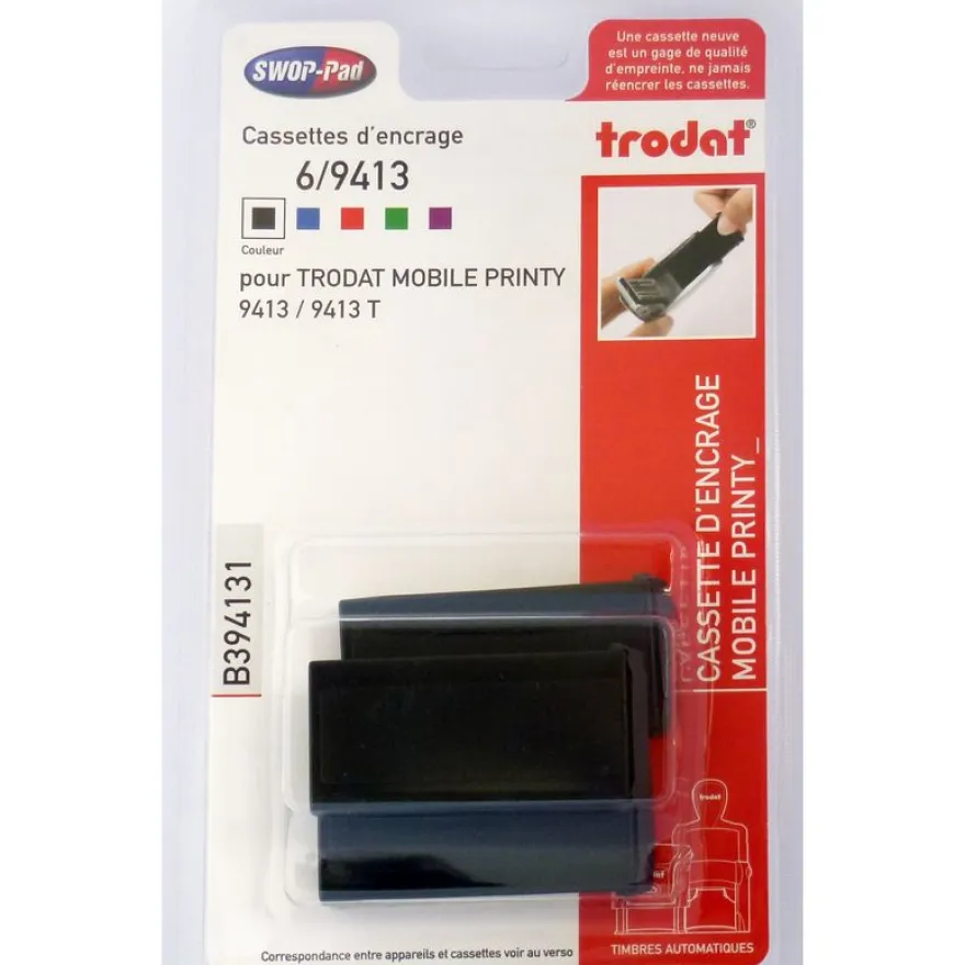 Trodat - 3 Encriers 6/9413 recharges pour tampon Mobile Printy 9413 - noir