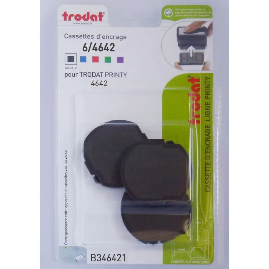 Trodat - 3 Encriers 6/4642 recharges pour tampon Printy 4642 - noir