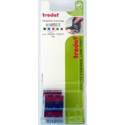 Trodat - 3 Encriers bicolores 6/4850 recharges pour tampon Printy 4850 - bleu/rouge