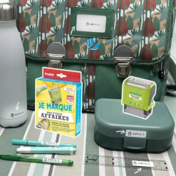 Trodat – Tampon pour marquer les affaires des enfants + étiquettes adhésives et bande thermocollante (à composer soi-même)