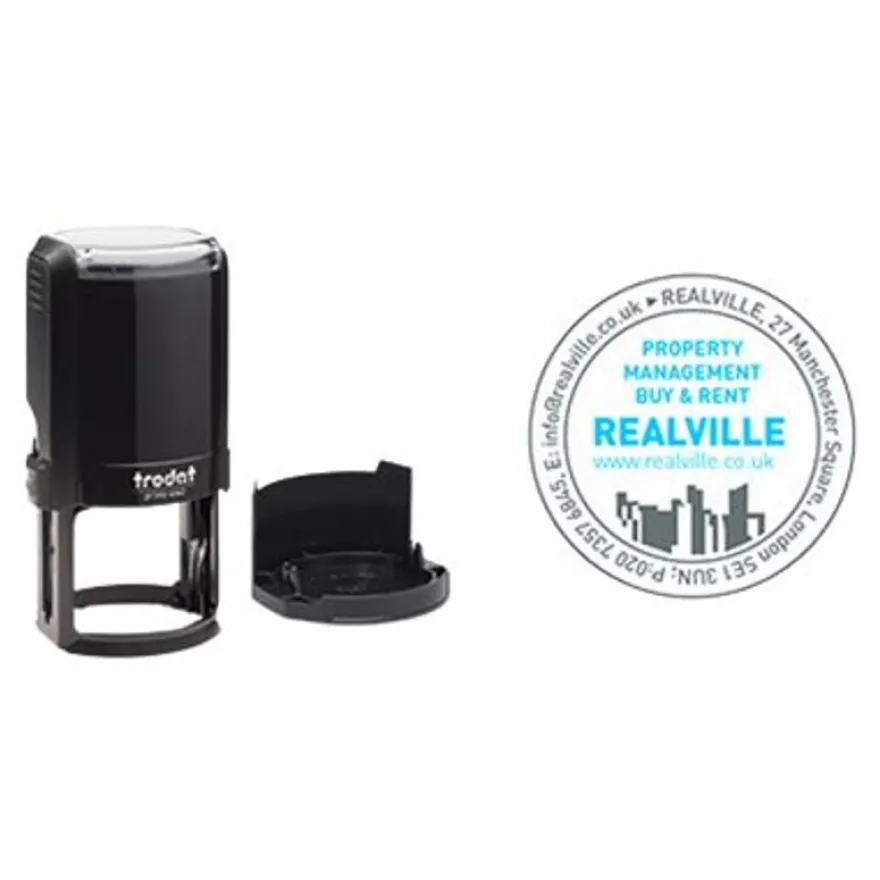 Trodat Printy 4642 - Tampon rond personnalisable avec 9 lignes de texte - zone d'impression diamètre 42 mm