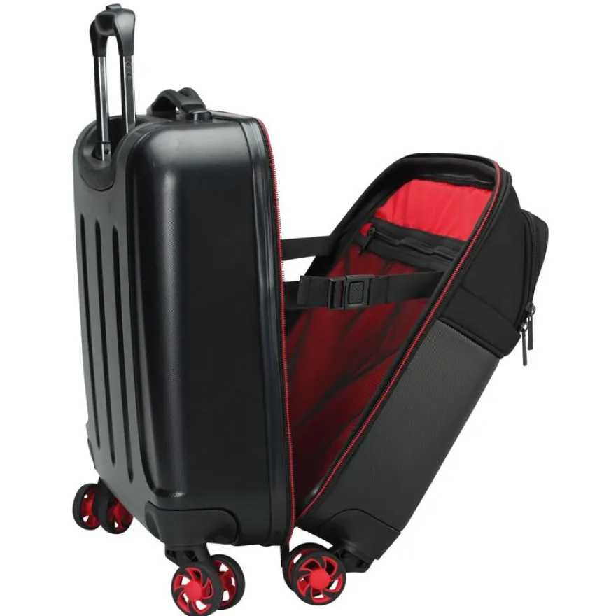 Trolley à 4 roulettes coque ABS SIGN coloris noir & rouge
