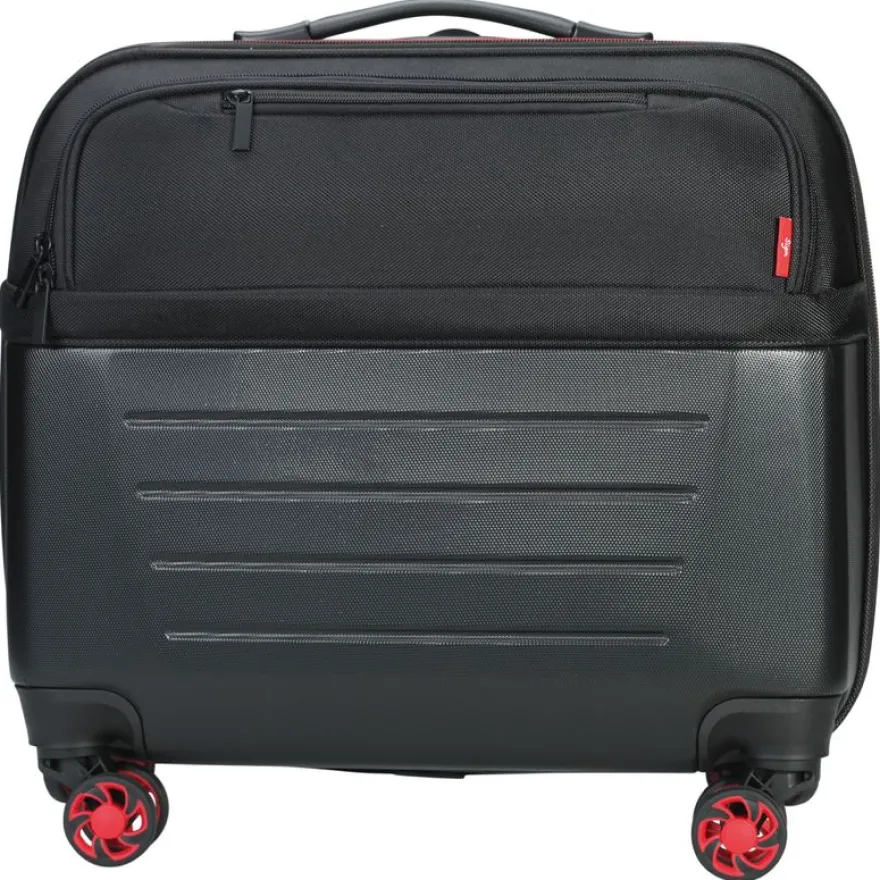 Trolley à 4 roulettes coque ABS SIGN coloris noir & rouge