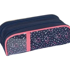 Trousse Chaton - 2 compartiments - corail et marine - Oberthur
