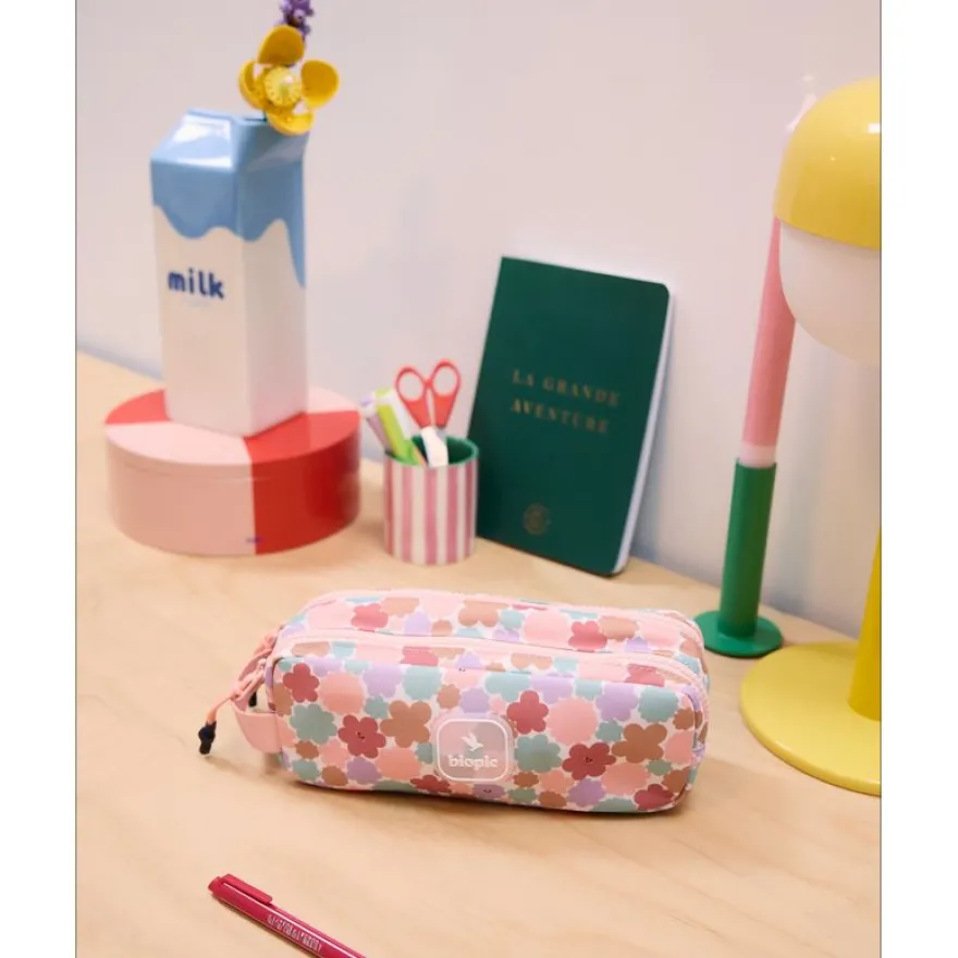 Trousse double entrée scolaire Juliette - 22 x 7 x 9 cm - disponible dans différentes couleurs - Biopic