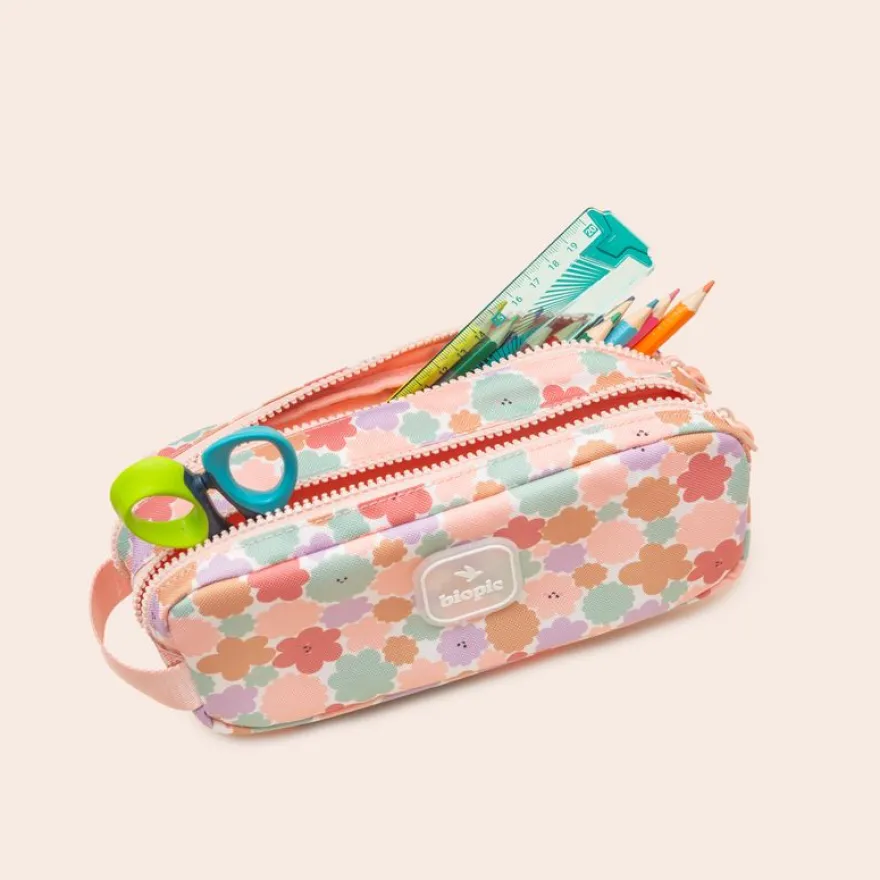 Trousse double entrée scolaire Juliette - 22 x 7 x 9 cm - disponible dans différentes couleurs - Biopic