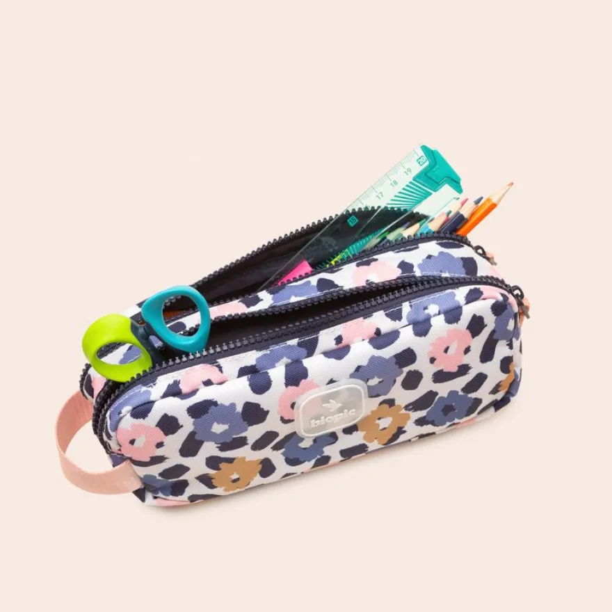 Trousse double entrée scolaire Juliette - 22 x 7 x 9 cm - disponible dans différentes couleurs - Biopic
