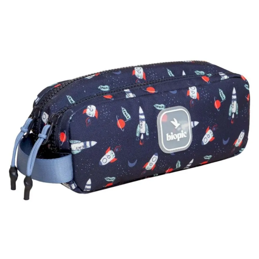 Trousse double entrée scolaire Juliette - 22 x 7 x 9 cm - disponible dans différentes couleurs - Biopic
