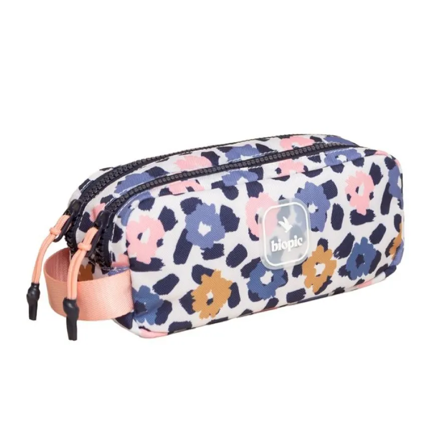 Trousse double entrée scolaire Juliette - 22 x 7 x 9 cm - disponible dans différentes couleurs - Biopic