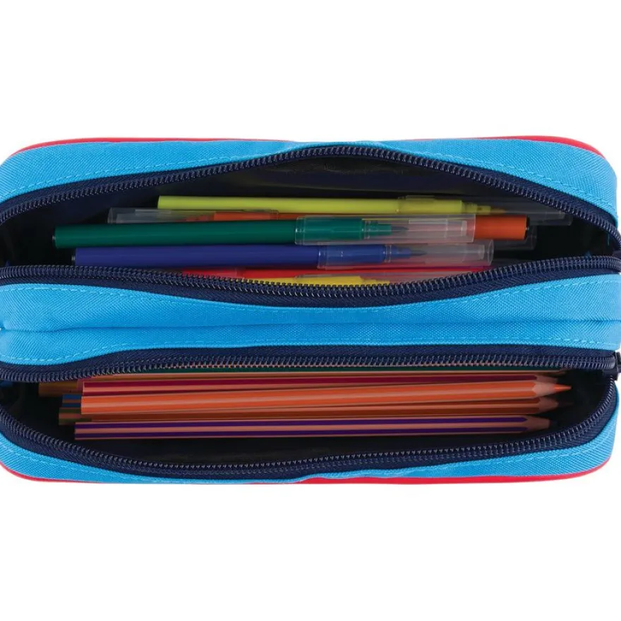 Trousse Les Scolaires Garçon - 2 compartiments - marine et bleu - Oberthur