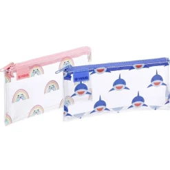 Trousse plate Baby Kawaii - 1 compartiment - 2 modèles disponibles : requin ou rainbow - Viquel