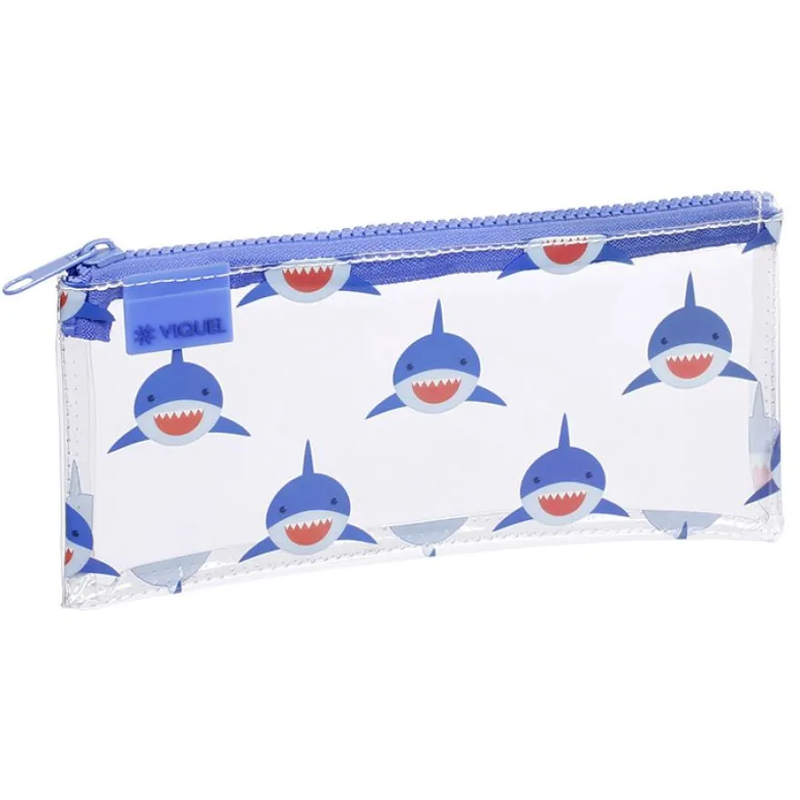 Trousse plate Baby Kawaii - 1 compartiment - 2 modèles disponibles : requin ou rainbow - Viquel