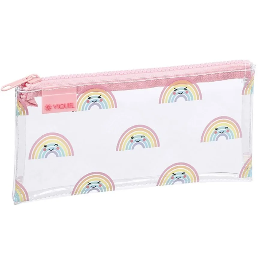 Trousse plate Baby Kawaii - 1 compartiment - 2 modèles disponibles : requin ou rainbow - Viquel