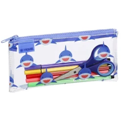 Trousse plate Baby Kawaii - 1 compartiment - 2 modèles disponibles : requin ou rainbow - Viquel
