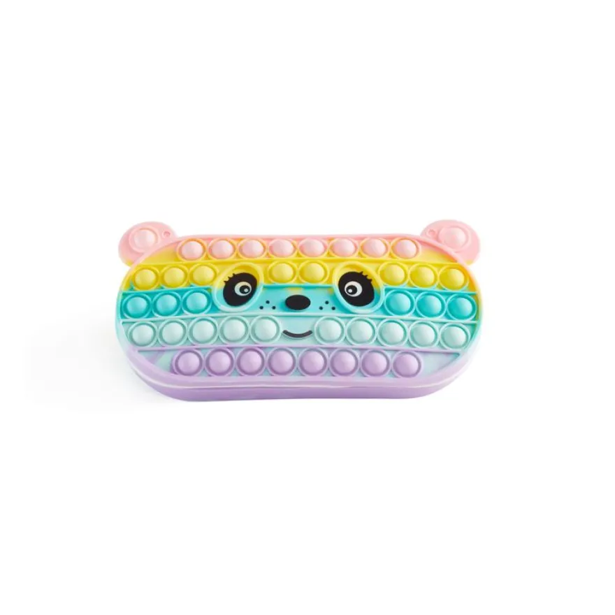 Trousse Pop‑It panda multicolore avec bulles antistress - surface lavable et douce
