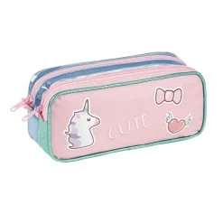 Trousse rectangulaire Bubbles - 2 compartiments - rose - Viquel