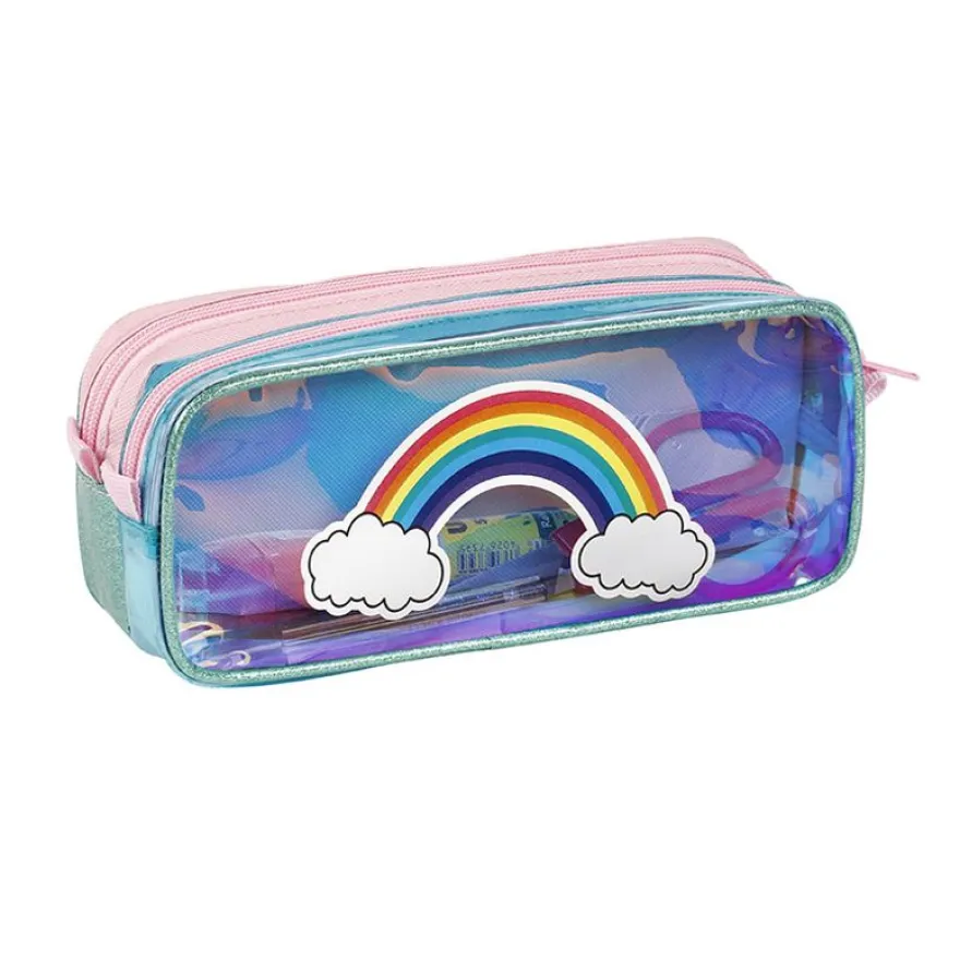 Trousse rectangulaire Bubbles - 2 compartiments - rose - Viquel