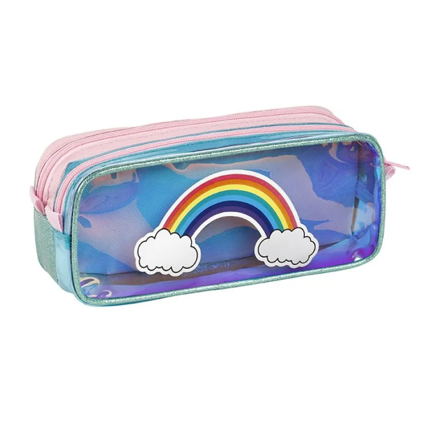 Trousse rectangulaire Bubbles - 2 compartiments - rose - Viquel