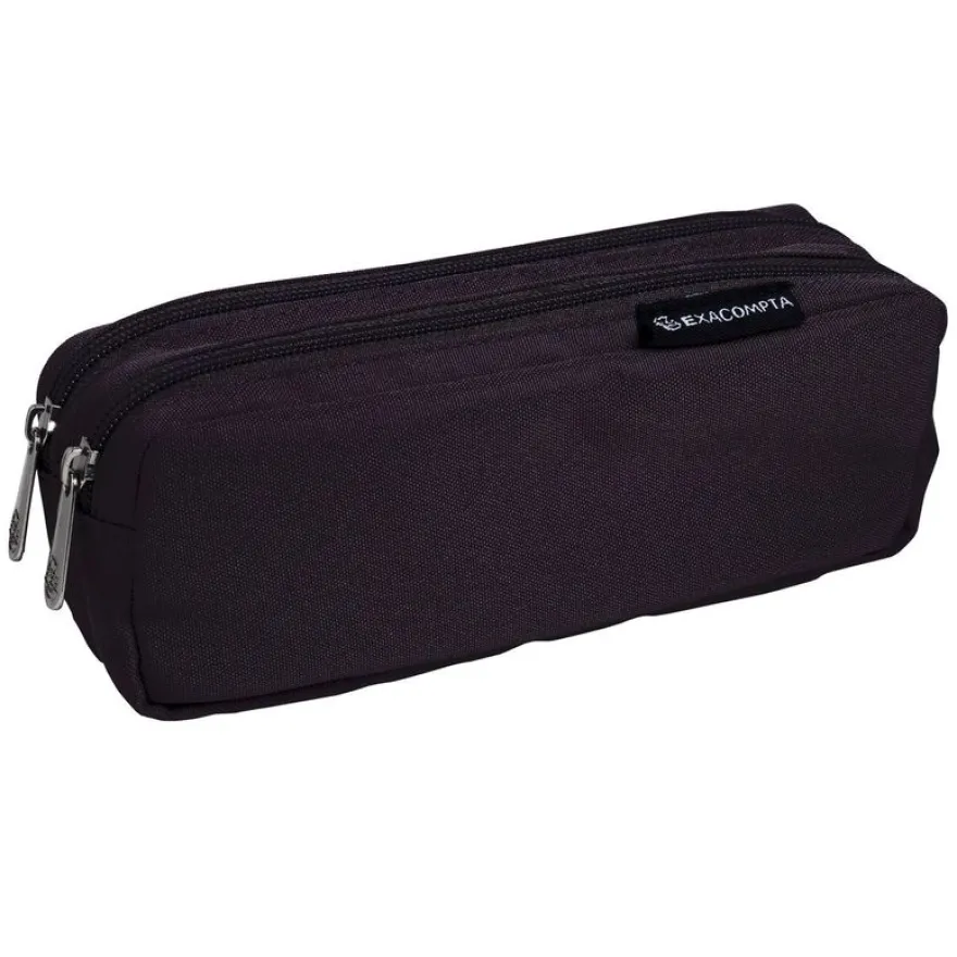 Trousse rectangulaire Dobble - 2 compartiments - noir - Exacompta