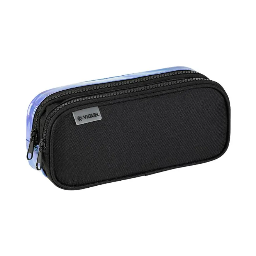 Trousse rectangulaire Holographic - 2 compartiments - noir - Viquel