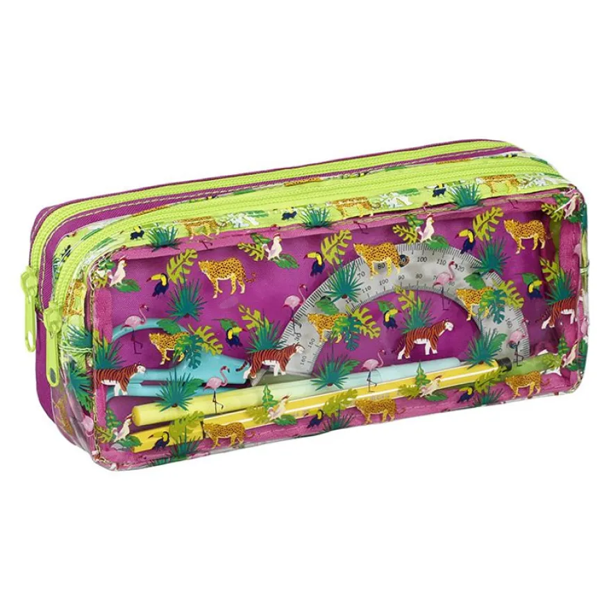 Trousse rectangulaire Jungle - 2 compartiments - 2 modèles disponibles - Viquel