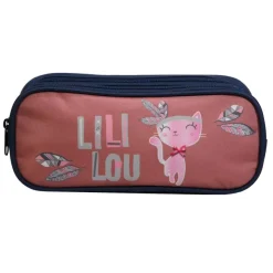 Trousse rectangulaire Lililou - 2 compartiments - rose - Bagtrotter