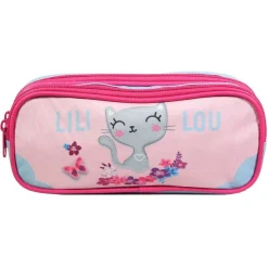 Trousse rectangulaire Lililou - 2 compartiments - rose - Bagtrotter