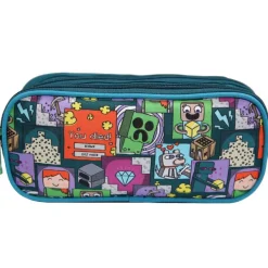 Trousse rectangulaire Minecraft - 2 compartiments - vert - Bagtrotter