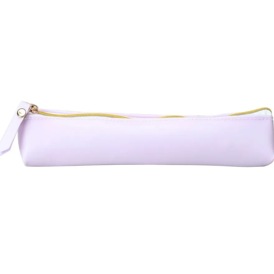 Trousse rectangulaire School Soft Touch - 1 compartiment - mauve - Carpentras