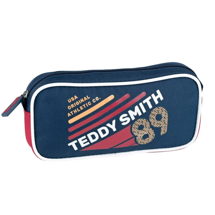 Trousse rectangulaire Teddy Smith Warm Up - 1 compartiment - bleu/rouge - Hamelin
