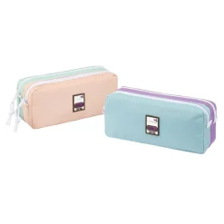 Trousse rectangulaire Teknik Pastel - 2 compartiments - 2 modèles disponibles - Exclusivité Bureau Vallée - Viquel