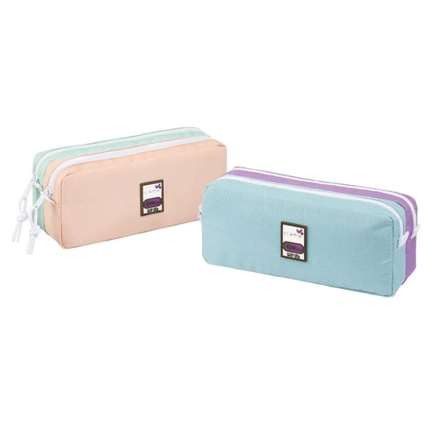 Trousse rectangulaire Teknik Pastel - 2 compartiments - 2 modèles disponibles - Exclusivité Bureau Vallée - Viquel